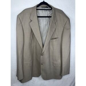 Baroni Couture Mens 54R Super 150s Wool Blazer Tan Micro Check Sport Coat